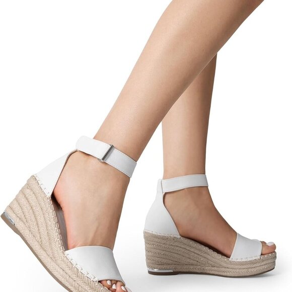 Women's Wedge Sandals Faux Leather Platform Open Toe Summer Dress Shoes - Picture 7 of 8